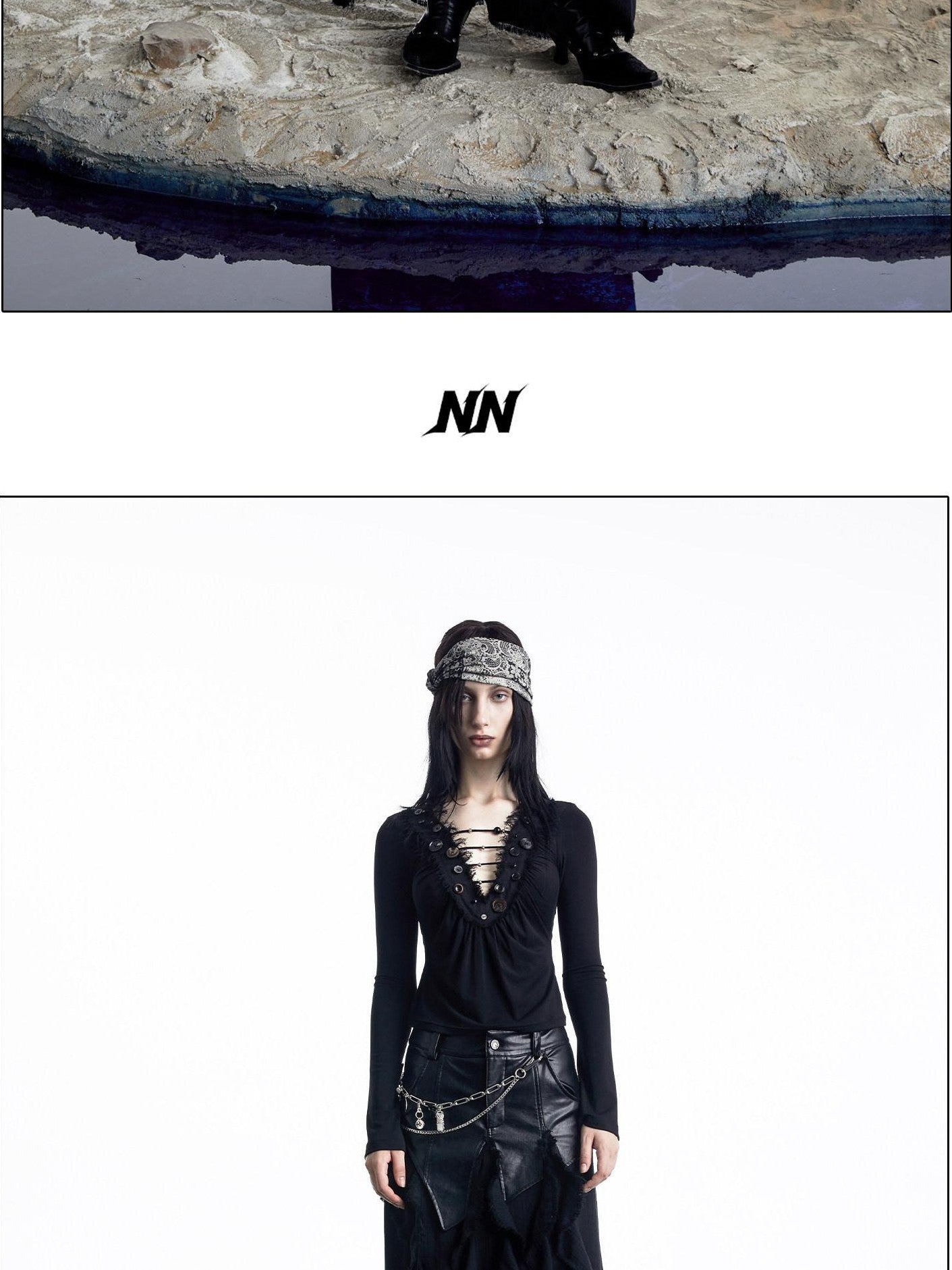 NORTH NODE Spliced V-neck Hand Button Women&