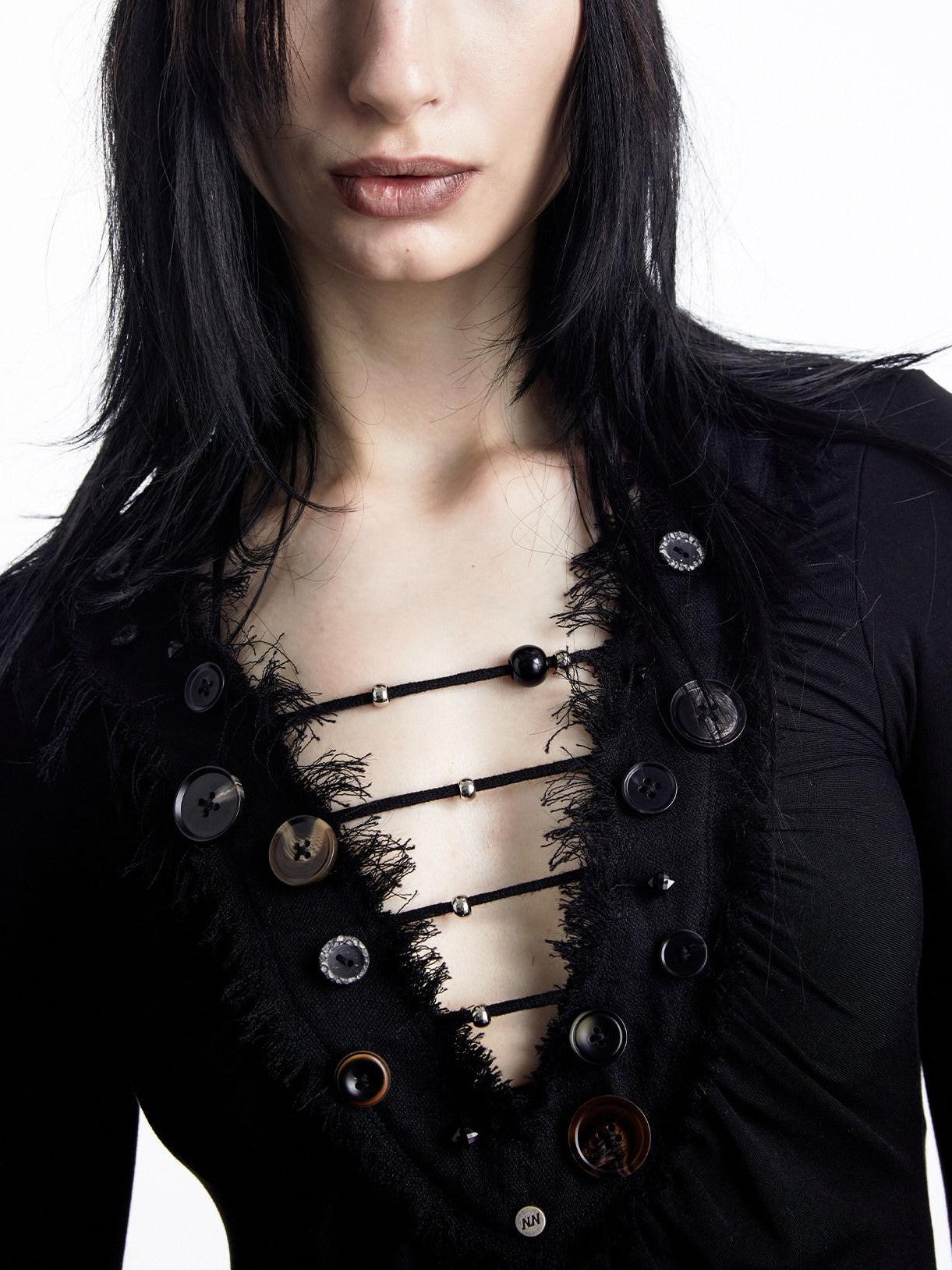 NORTH NODE Spliced V-neck Hand Button Women&