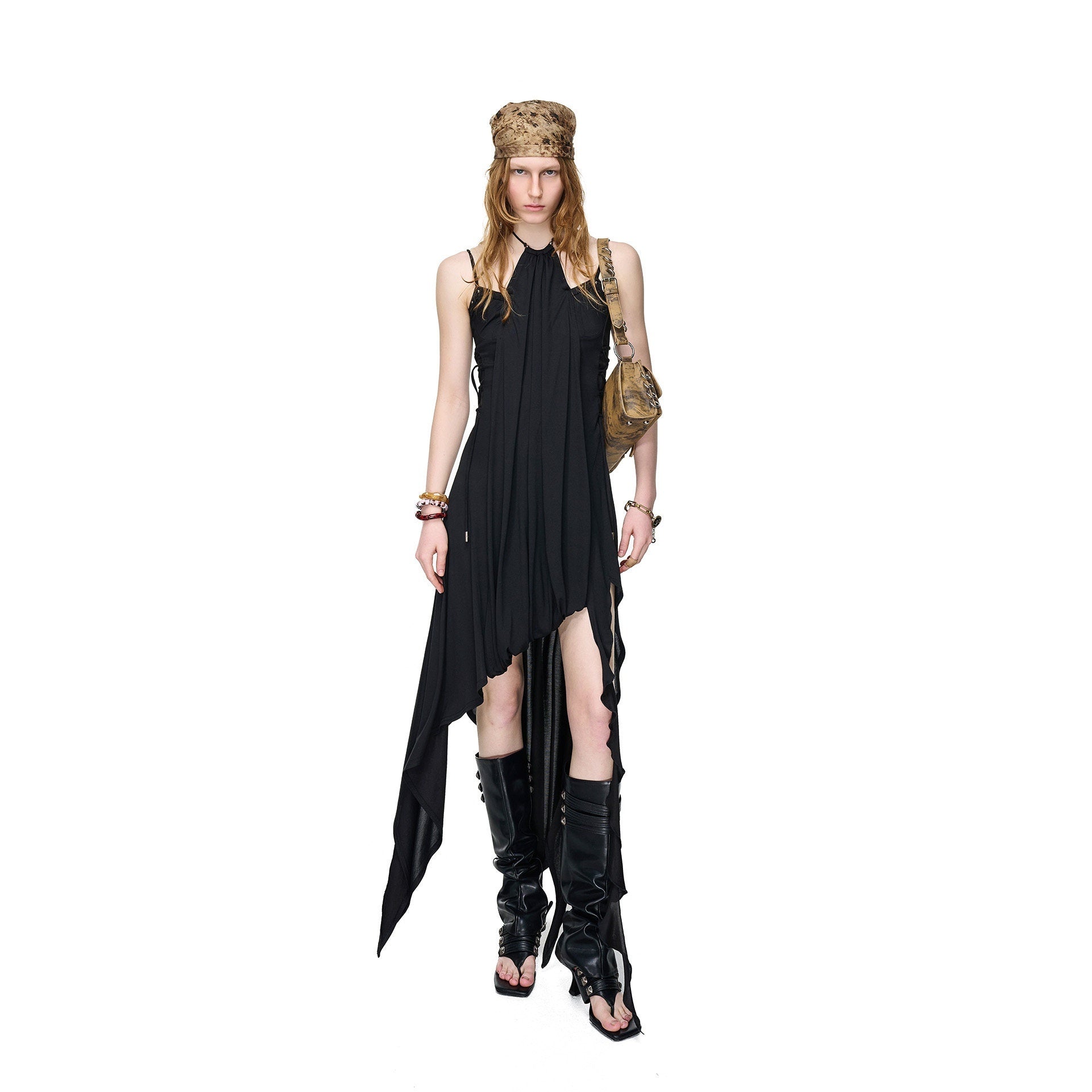 NORTH_NODE_Starburst_Patchwork_Halter_Asymmetric_Ruffle_Women&