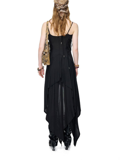 NORTH NODE Starburst Patchwork Halter Asymmetric Ruffle Women&