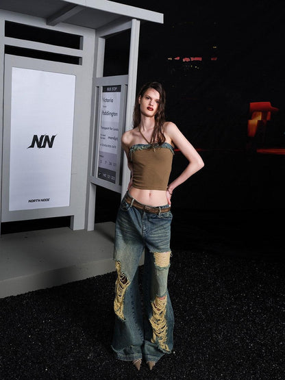 NORTH NODE Street Washed Ripped Distressed Women&