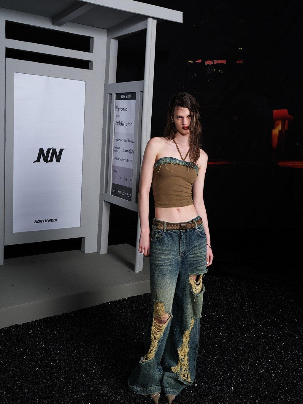 NORTH NODE Street Washed Ripped Distressed Women&