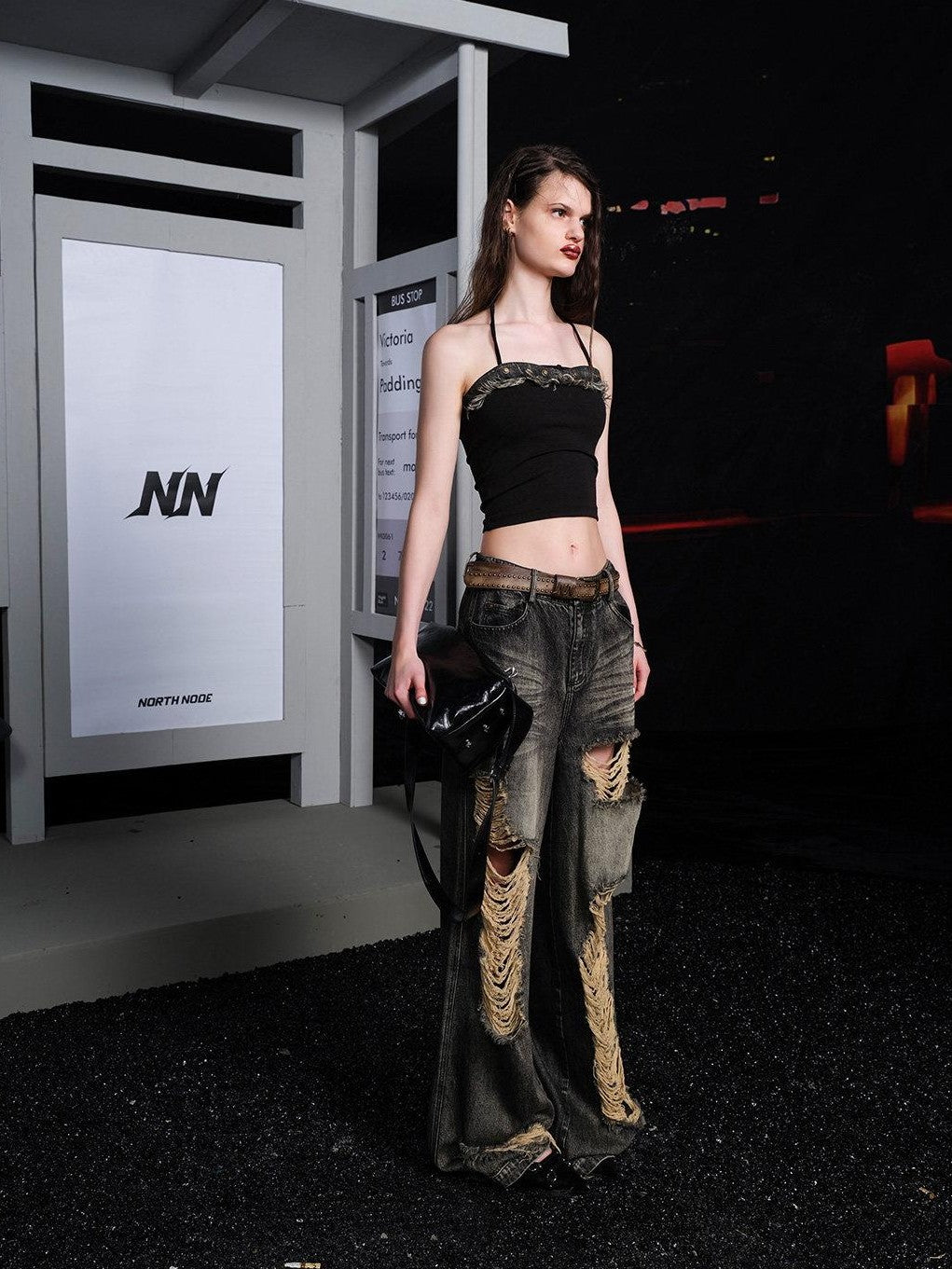 NORTH NODE Street Washed Ripped Distressed Women&