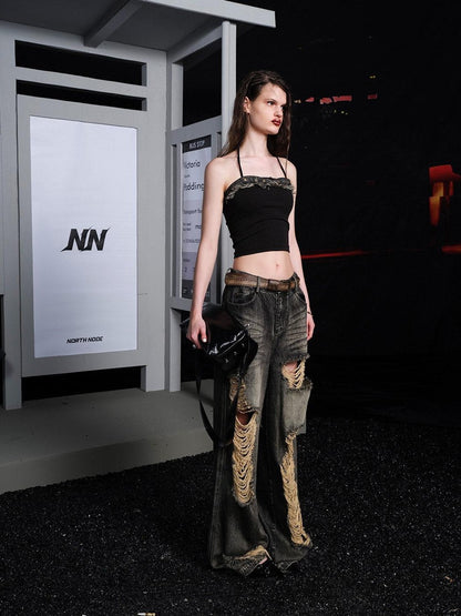 NORTH NODE Street Washed Ripped Distressed Women&
