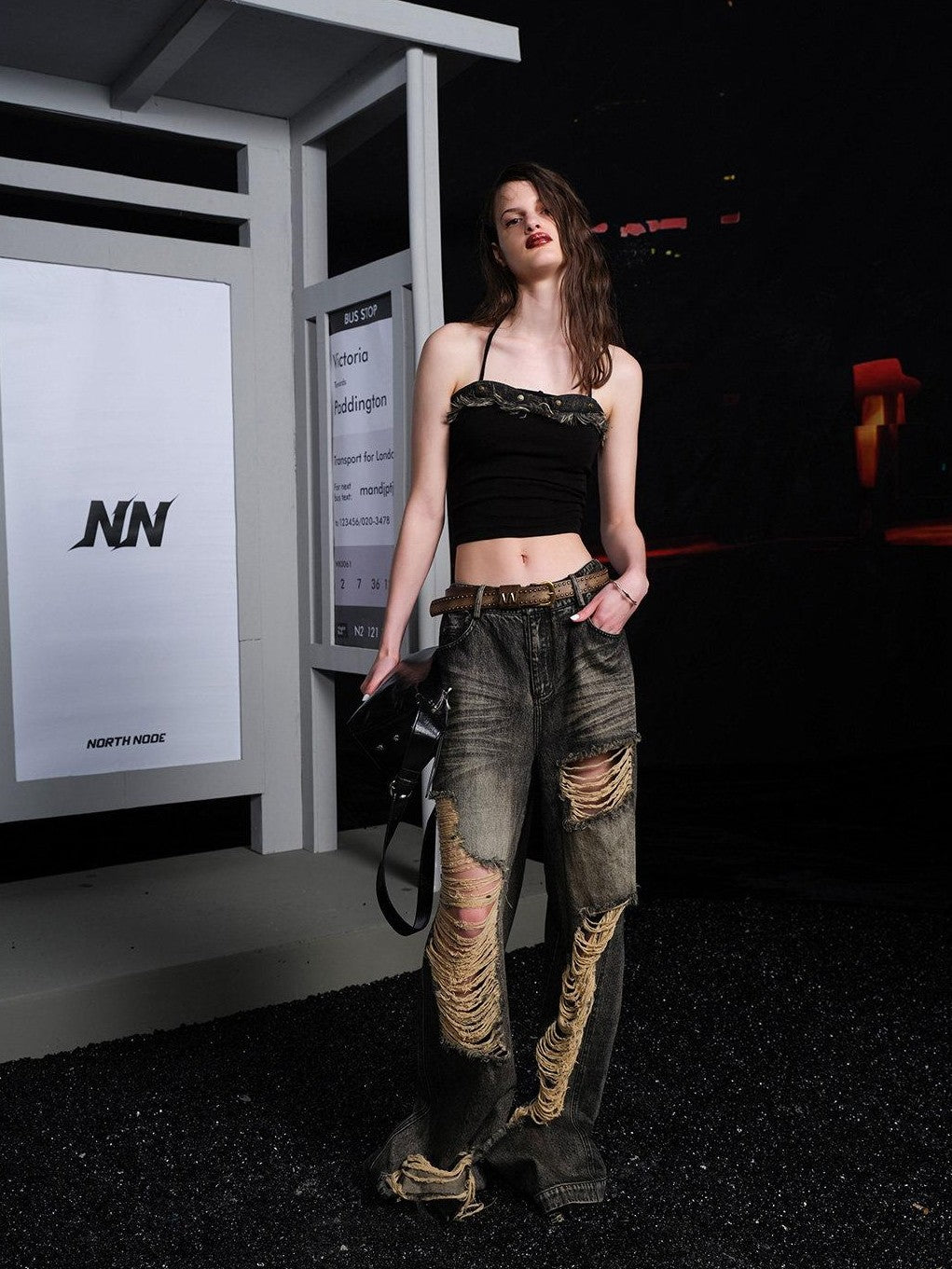 NORTH NODE Street Washed Ripped Distressed Women&