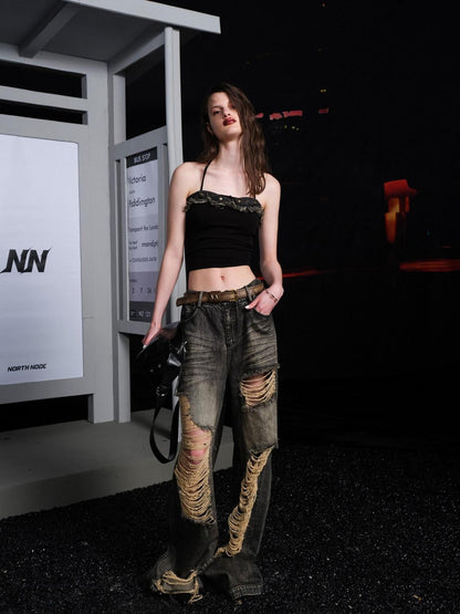 NORTH NODE Street Washed Ripped Distressed Women&