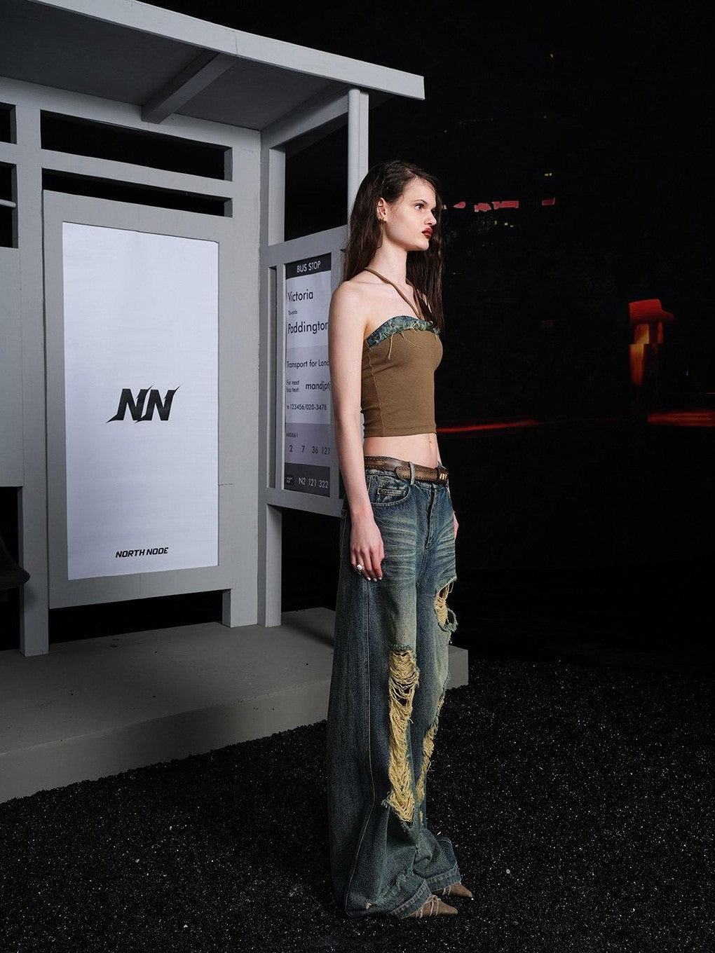 NORTH NODE Street Washed Ripped Distressed Women&