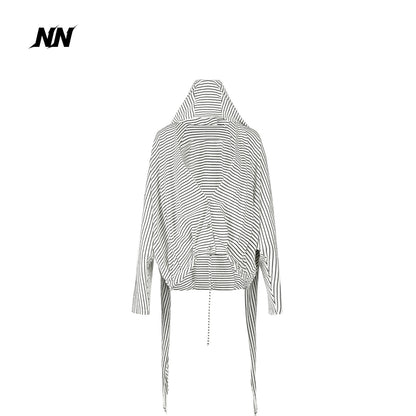 NORTH_NODE_Striped_Detachable_Hood_Batwing_Sleeve_Women&