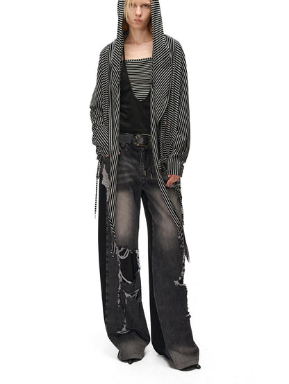 NORTH NODE Striped Faux Layered Halter Neck Patchwork Women&