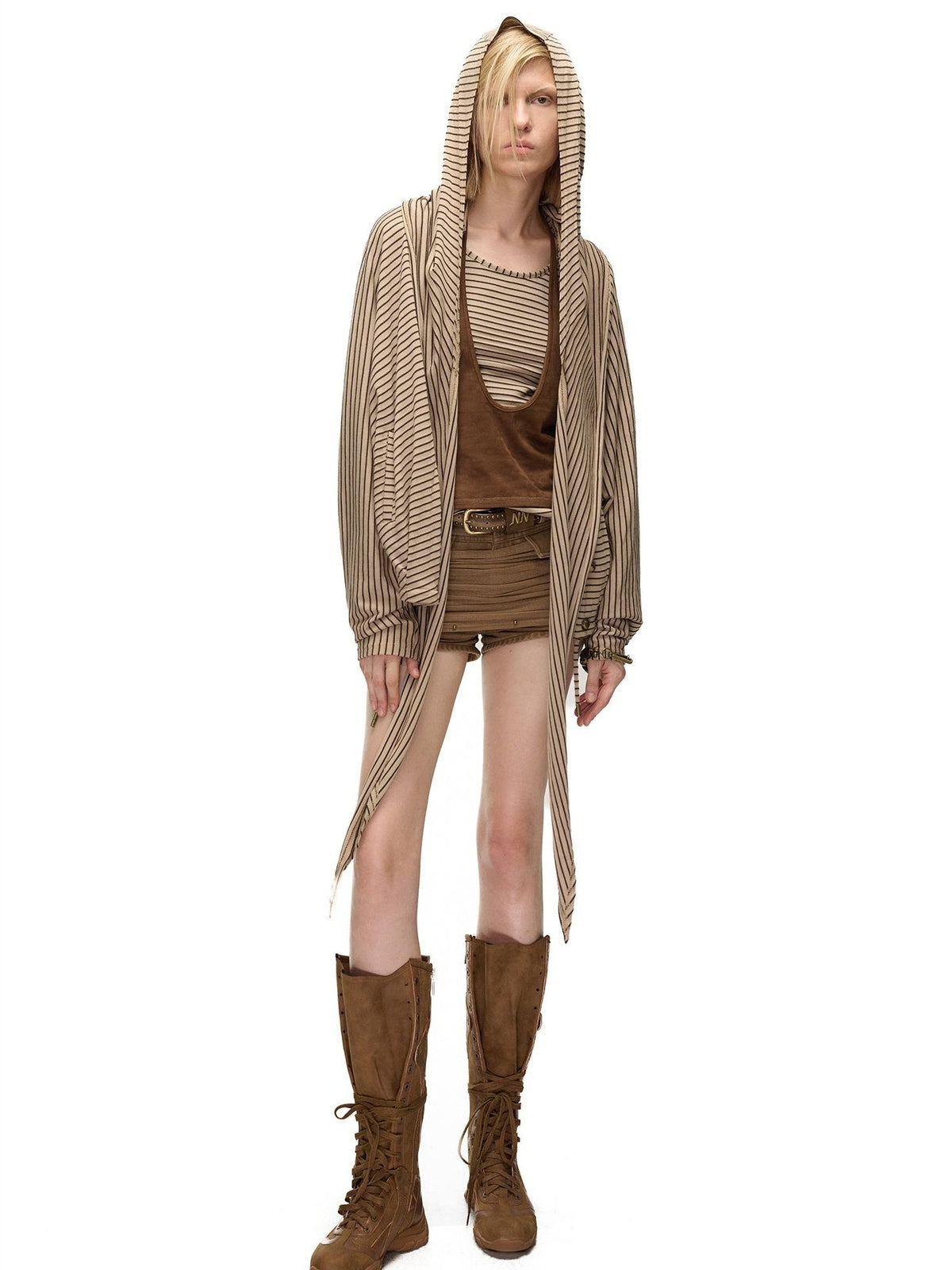 NORTH NODE Striped Faux Layered Halter Neck Patchwork Women&