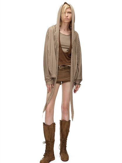NORTH NODE Striped Faux Layered Halter Neck Patchwork Women&