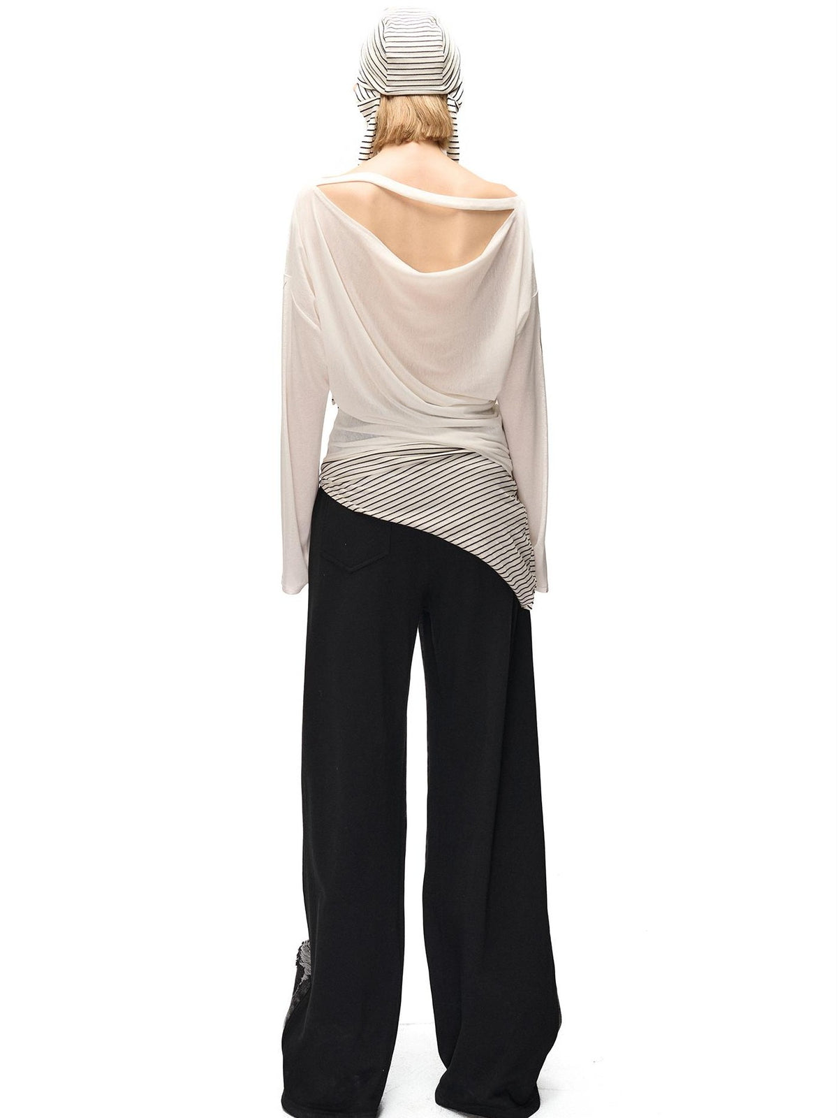 NORTH NODE Striped Knit Foldable Round Dome Women&