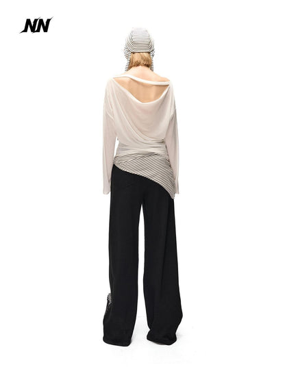NORTH NODE Striped Knit Foldable Round Dome Women&