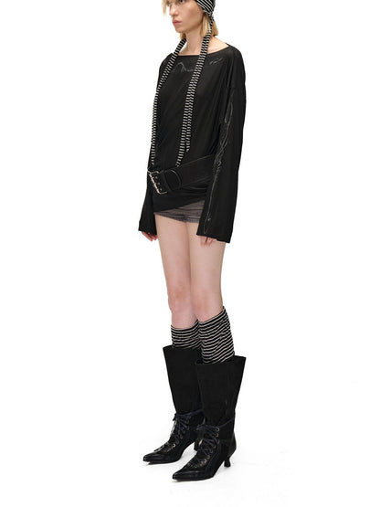 NORTH NODE Striped Knit Foldable Round Dome Women&