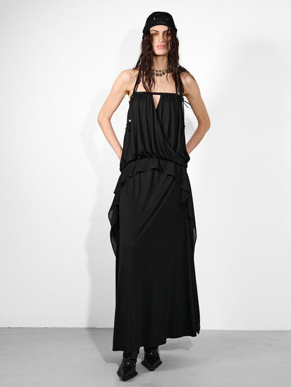 NORTH NODE Studded Spliced Ruffle Cinched Bustier Women&