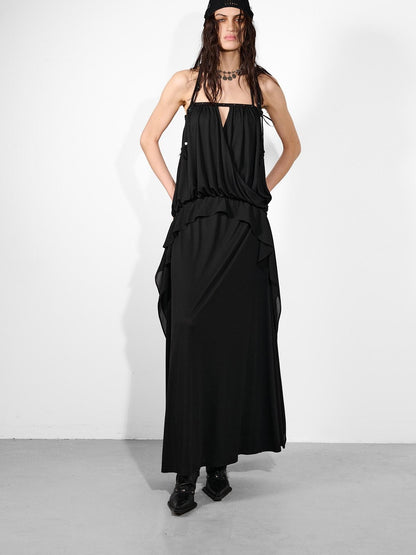 NORTH NODE Studded Spliced Ruffle Cinched Bustier Women&