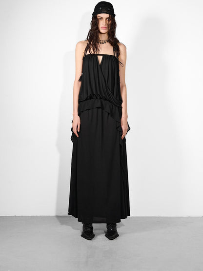 NORTH NODE Studded Spliced Ruffle Cinched Bustier Women&