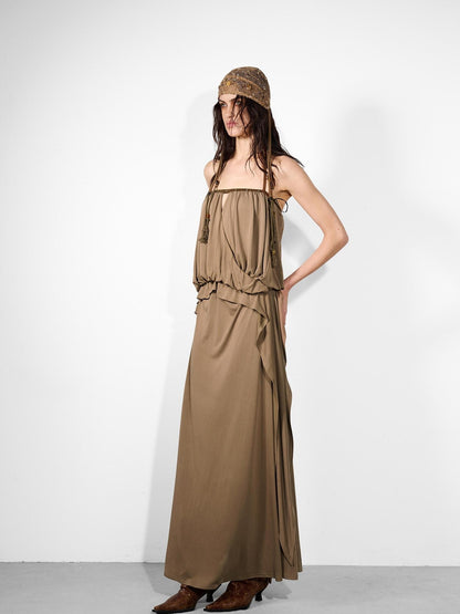 NORTH NODE Studded Spliced Ruffle Cinched Bustier Women&