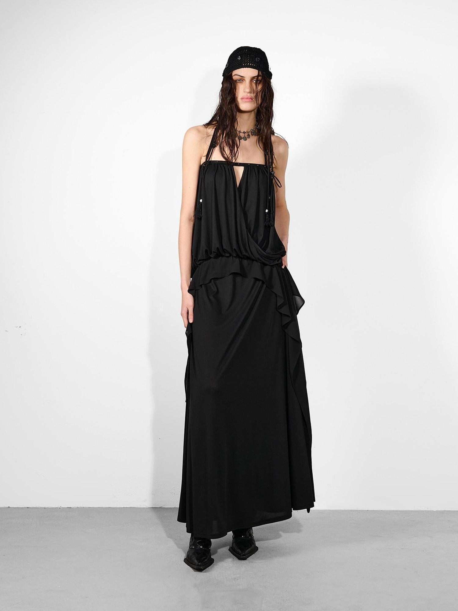 NORTH NODE Studded Spliced Ruffle Cinched Bustier Women&