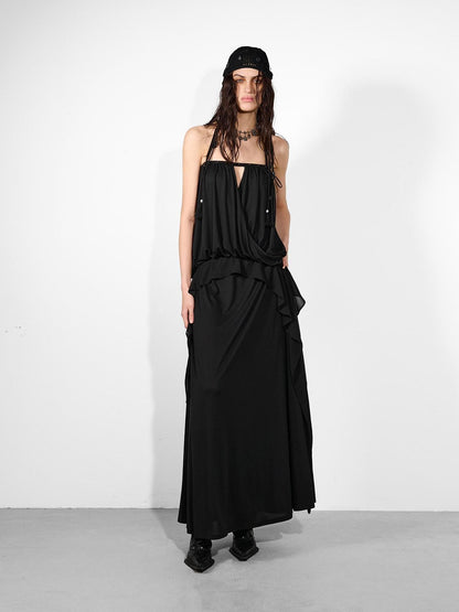 NORTH NODE Studded Spliced Ruffle Cinched Bustier Women&