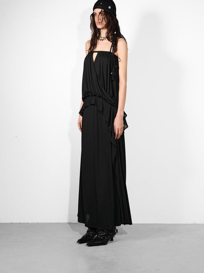 NORTH NODE Studded Spliced Ruffle Cinched Bustier Women&