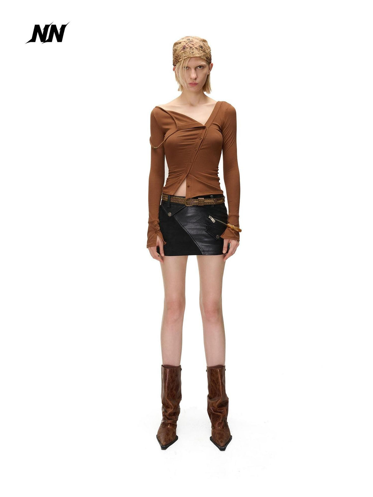 NORTH NODE Suede Paneled Zipper Decorative Bodycon Nomadic Women&