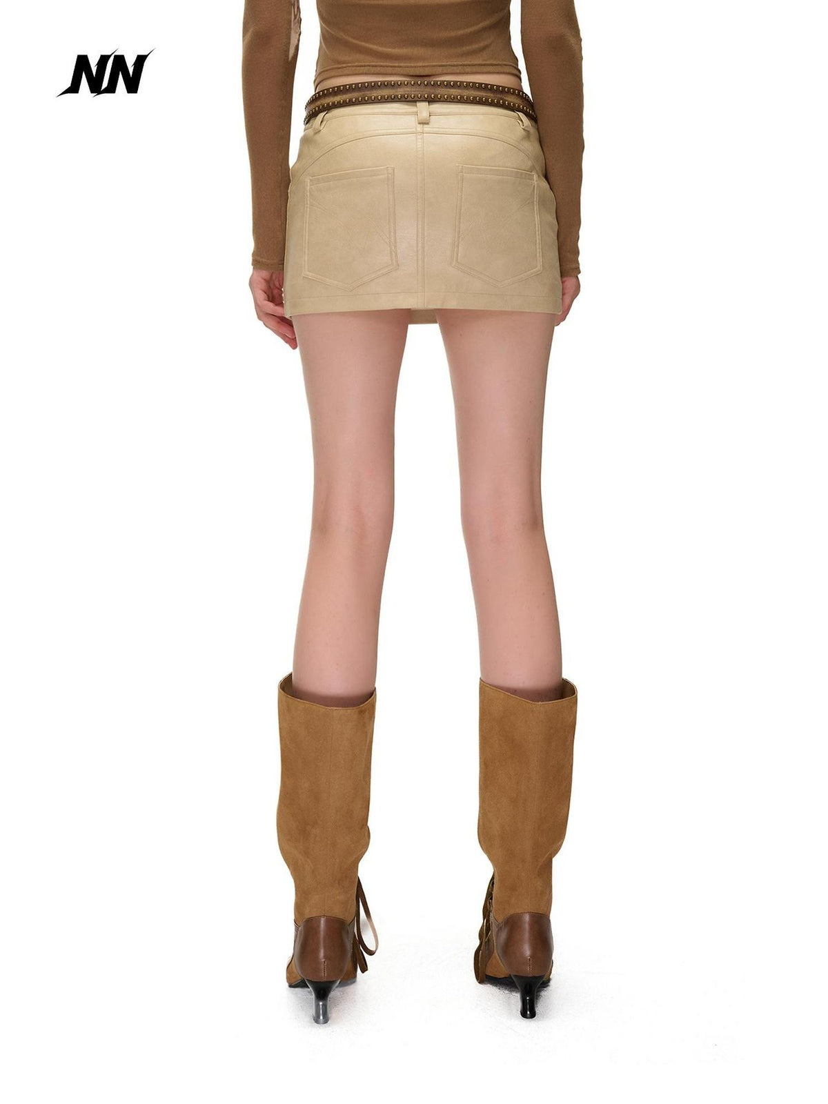 NORTH NODE Suede Paneled Zipper Decorative Bodycon Nomadic Women&