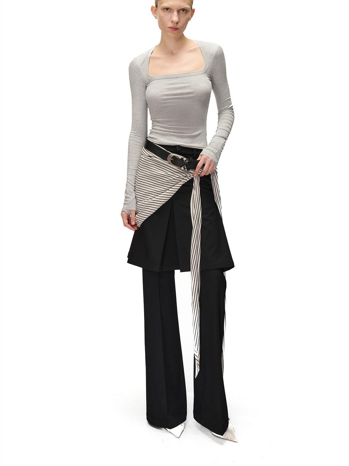 NORTH NODE Textured Wide Leg Slit Suit Women&
