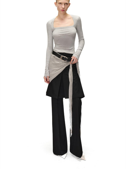 NORTH NODE Textured Wide Leg Slit Suit Women&