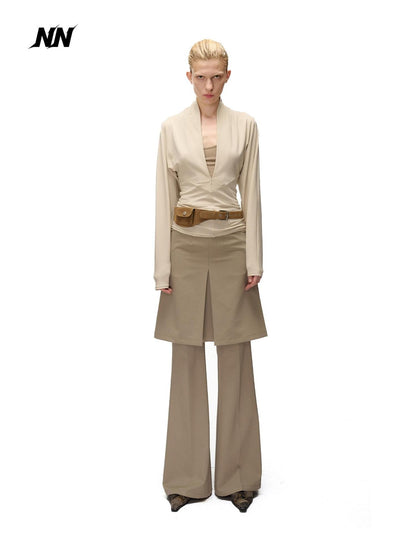 NORTH NODE Textured Wide Leg Slit Suit Women&