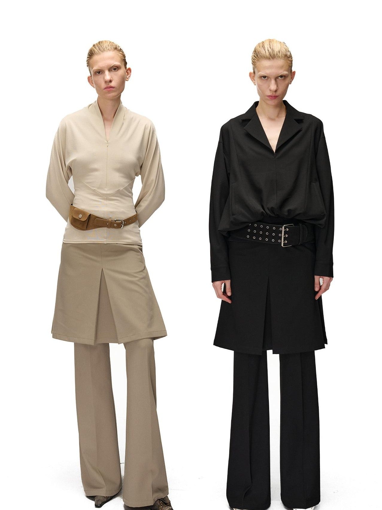 NORTH NODE Textured Wide Leg Slit Suit Women&