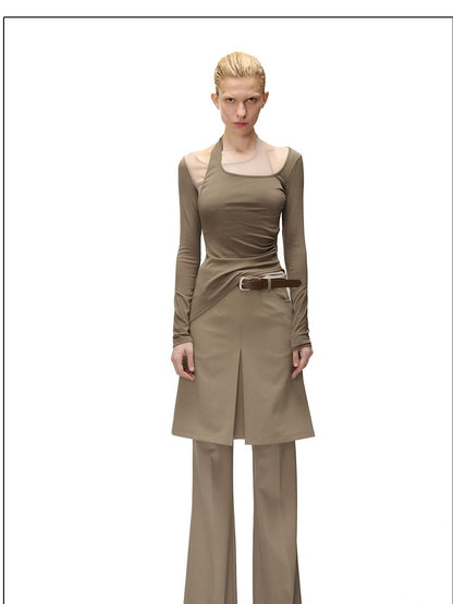 NORTH NODE Textured Wide Leg Slit Suit Women&
