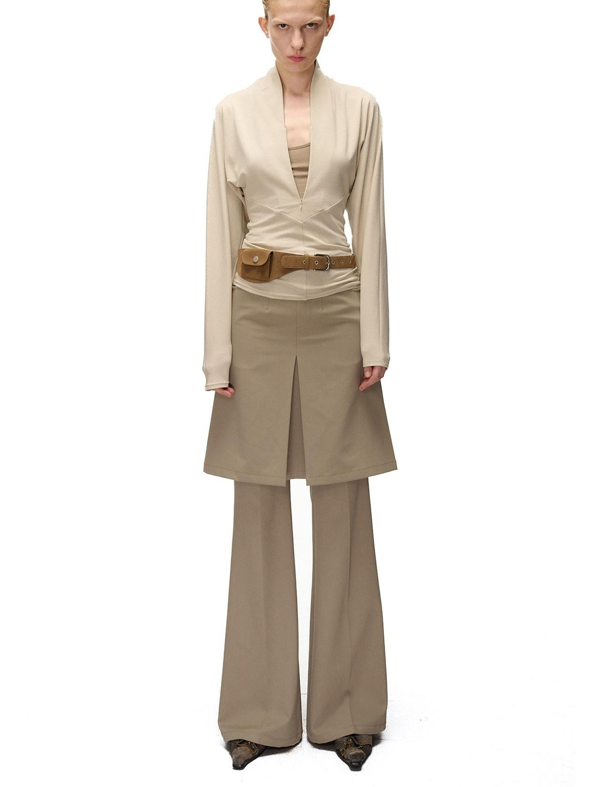 NORTH NODE Textured Wide Leg Slit Suit Women&