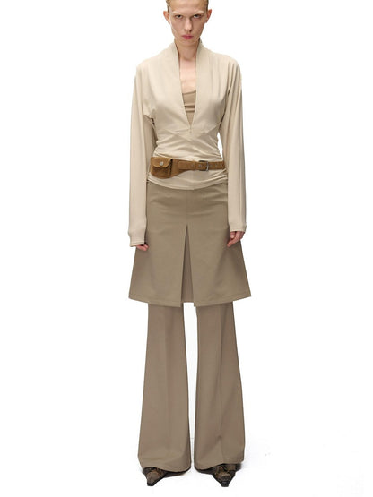 NORTH NODE Textured Wide Leg Slit Suit Women&