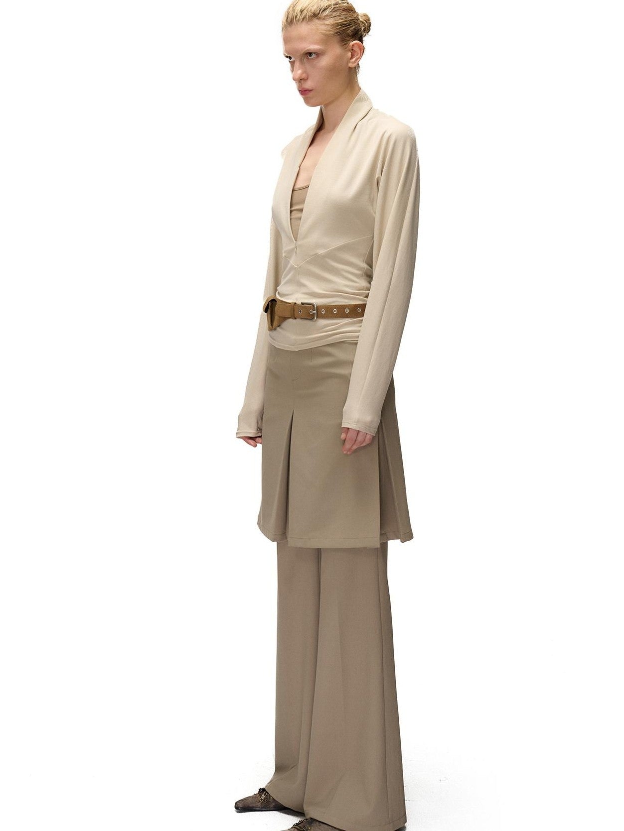 NORTH NODE Textured Wide Leg Slit Suit Women&