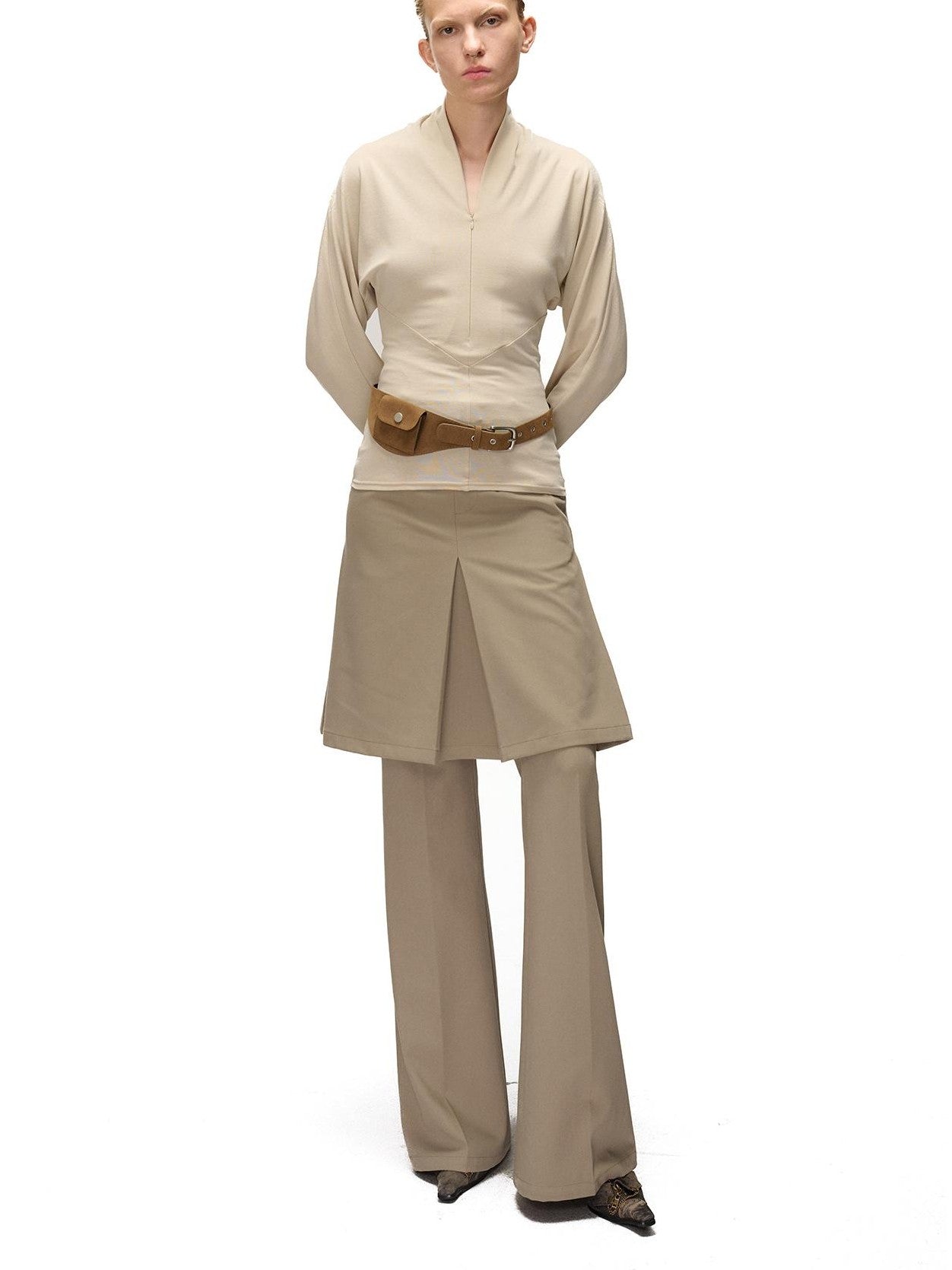 NORTH NODE Textured Wide Leg Slit Suit Women&