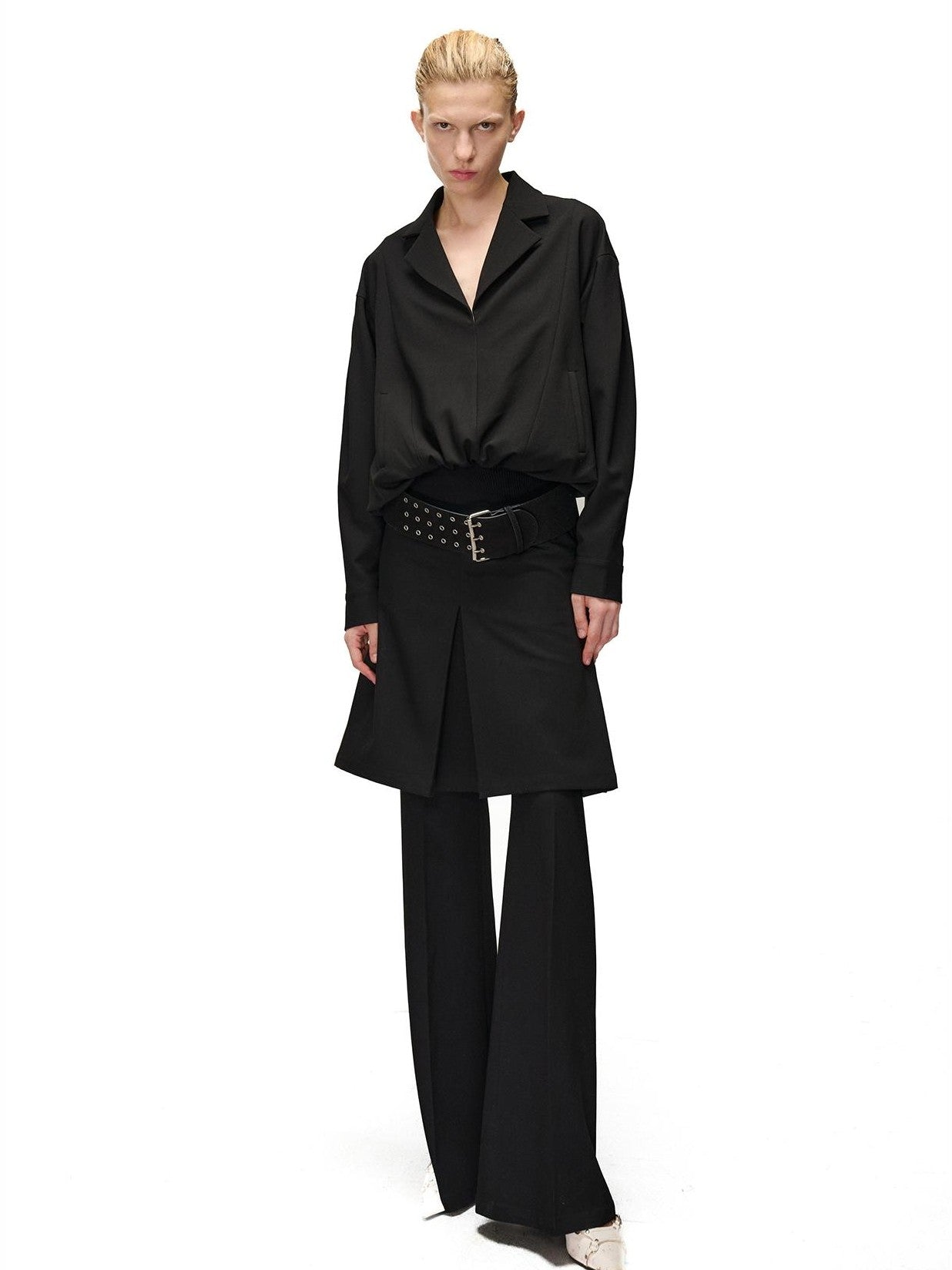NORTH NODE Textured Wide Leg Slit Suit Women&