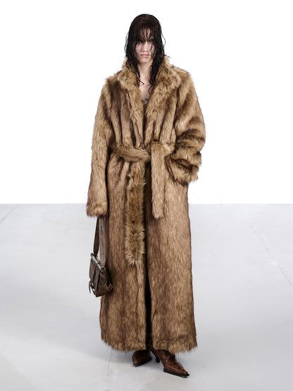NORTH NODE Thick Faux Fur Stand Collar Oversized Pajama Style Women&