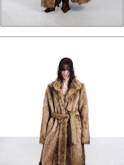 NORTH NODE Thick Faux Fur Stand Collar Oversized Pajama Style Women&