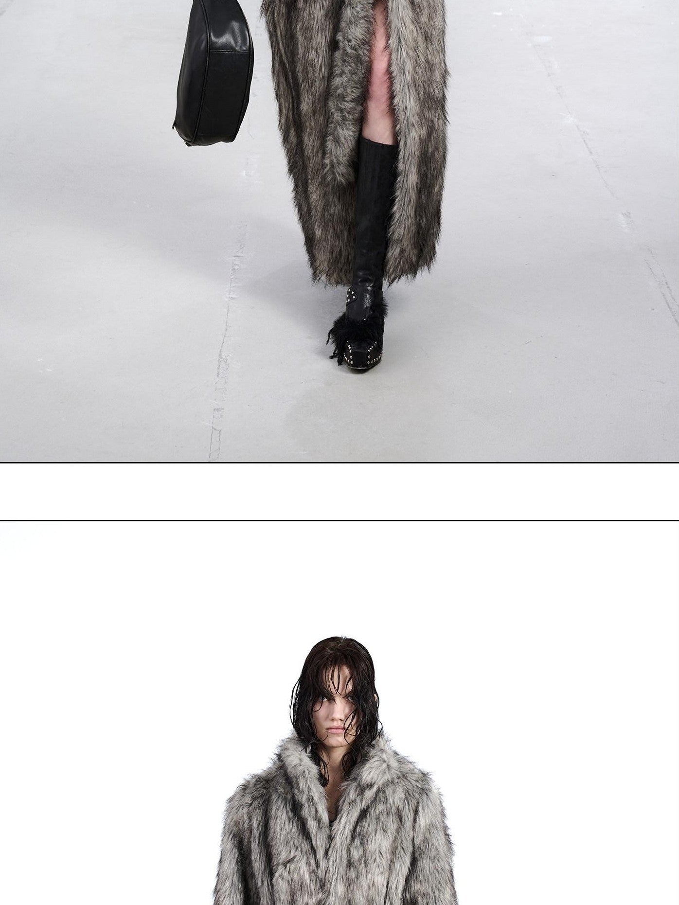 NORTH NODE Thick Faux Fur Stand Collar Oversized Pajama Style Women&