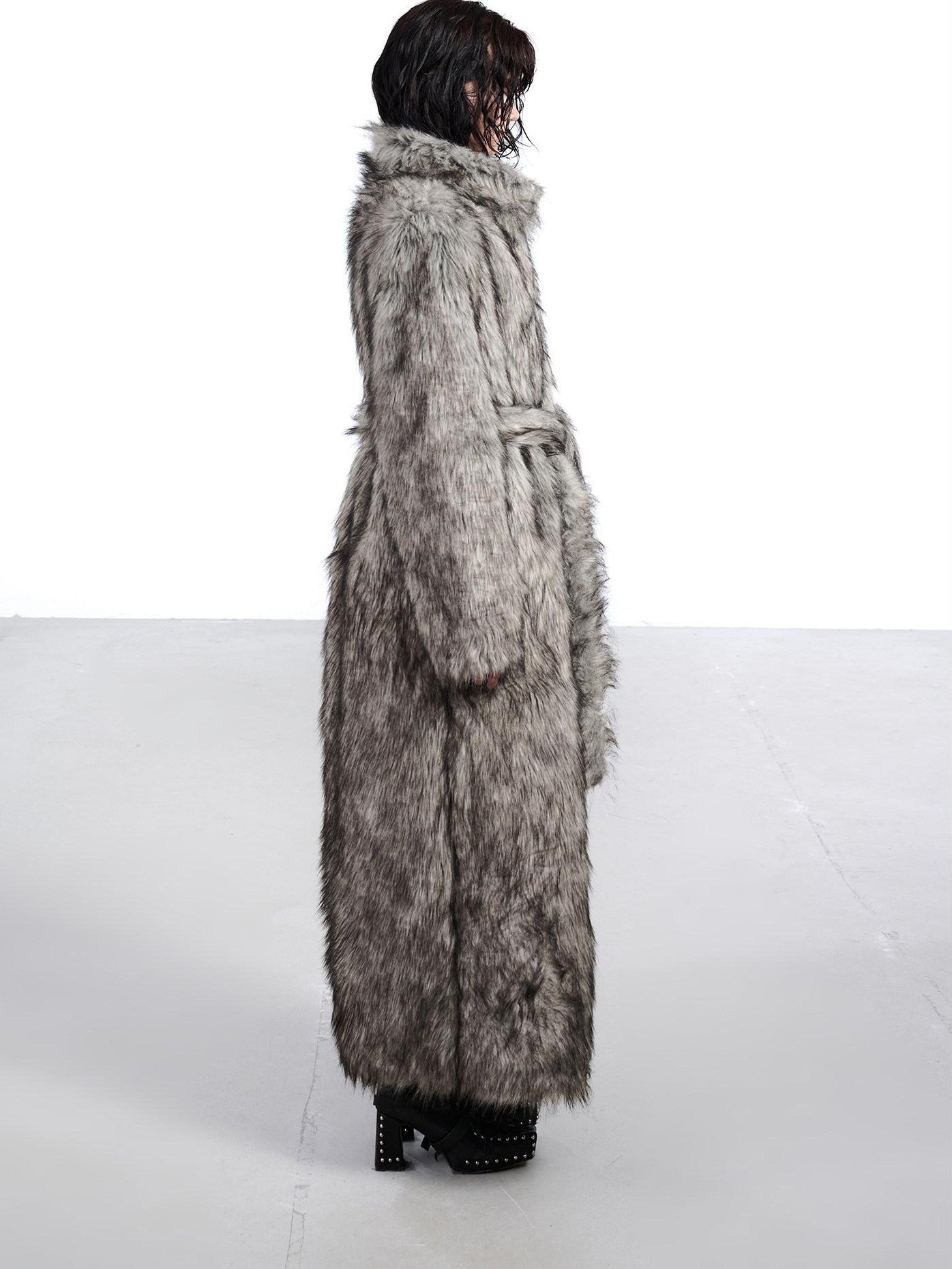 NORTH NODE Thick Faux Fur Stand Collar Oversized Pajama Style Women&
