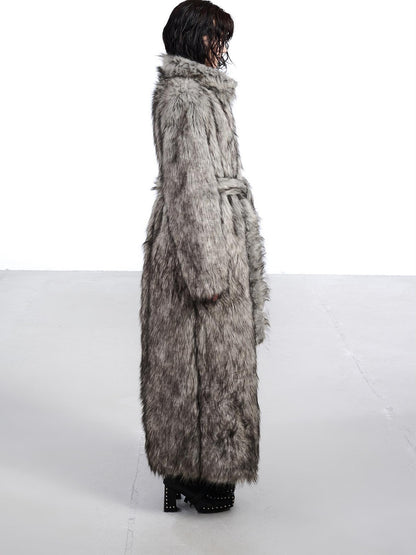 NORTH NODE Thick Faux Fur Stand Collar Oversized Pajama Style Women&