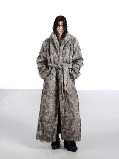 NORTH NODE Thick Faux Fur Stand Collar Oversized Pajama Style Women&