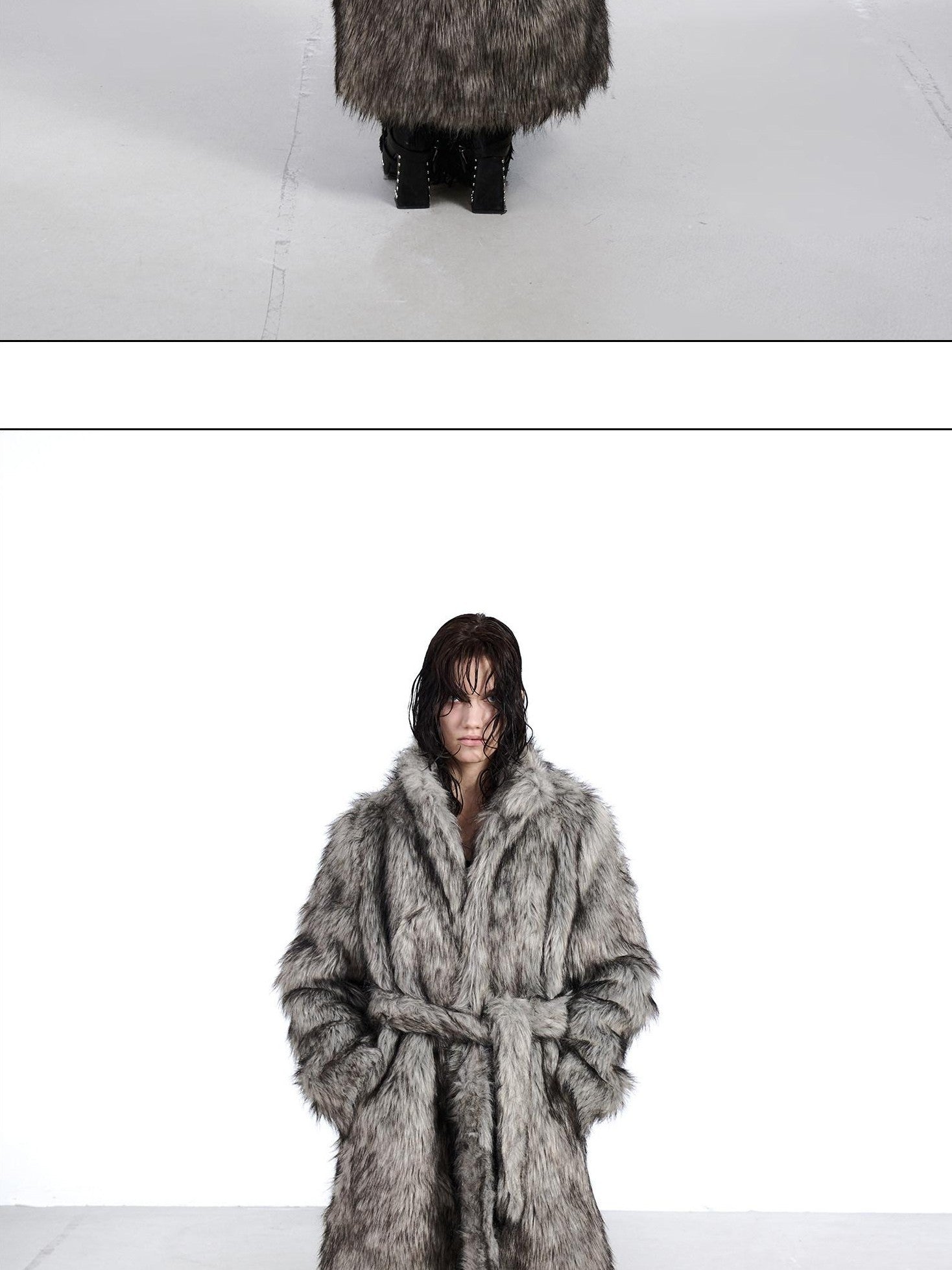 NORTH NODE Thick Faux Fur Stand Collar Oversized Pajama Style Women&