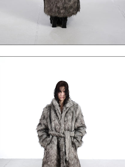 NORTH NODE Thick Faux Fur Stand Collar Oversized Pajama Style Women&