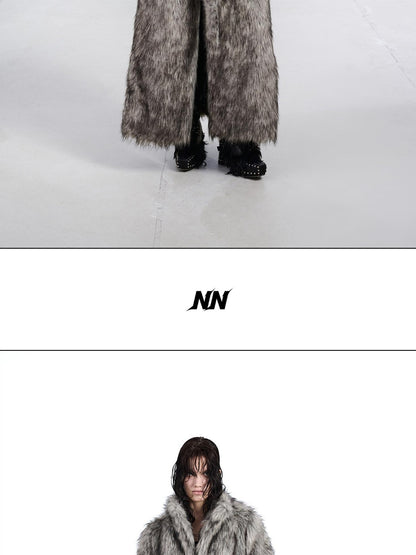 NORTH NODE Thick Faux Fur Stand Collar Oversized Pajama Style Women&