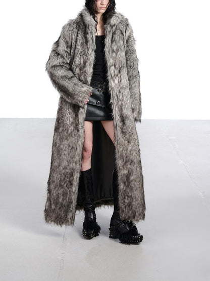 NORTH NODE Thick Faux Fur Stand Collar Oversized Pajama Style Women&