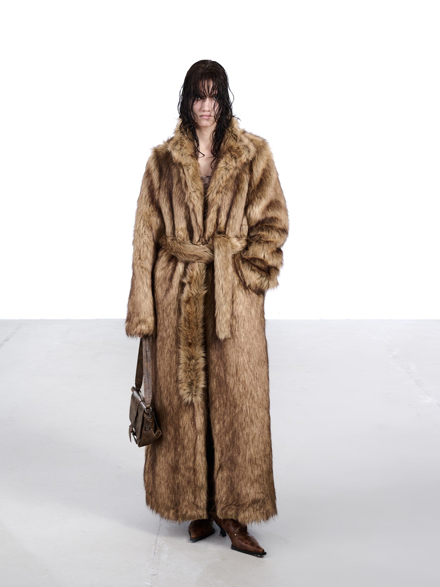 NORTH NODE Thick Faux Fur Stand Collar Oversized Pajama Style Women&