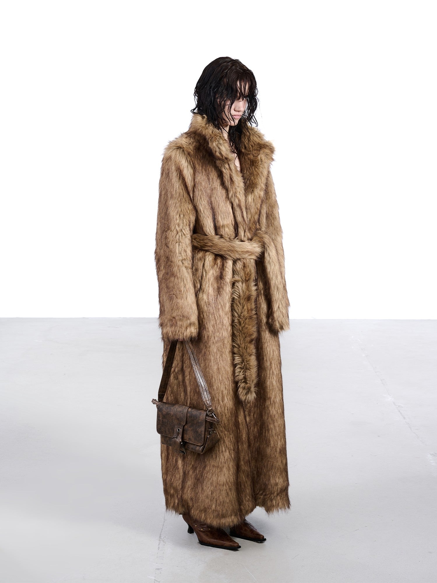 NORTH NODE Thick Faux Fur Stand Collar Oversized Pajama Style Women&