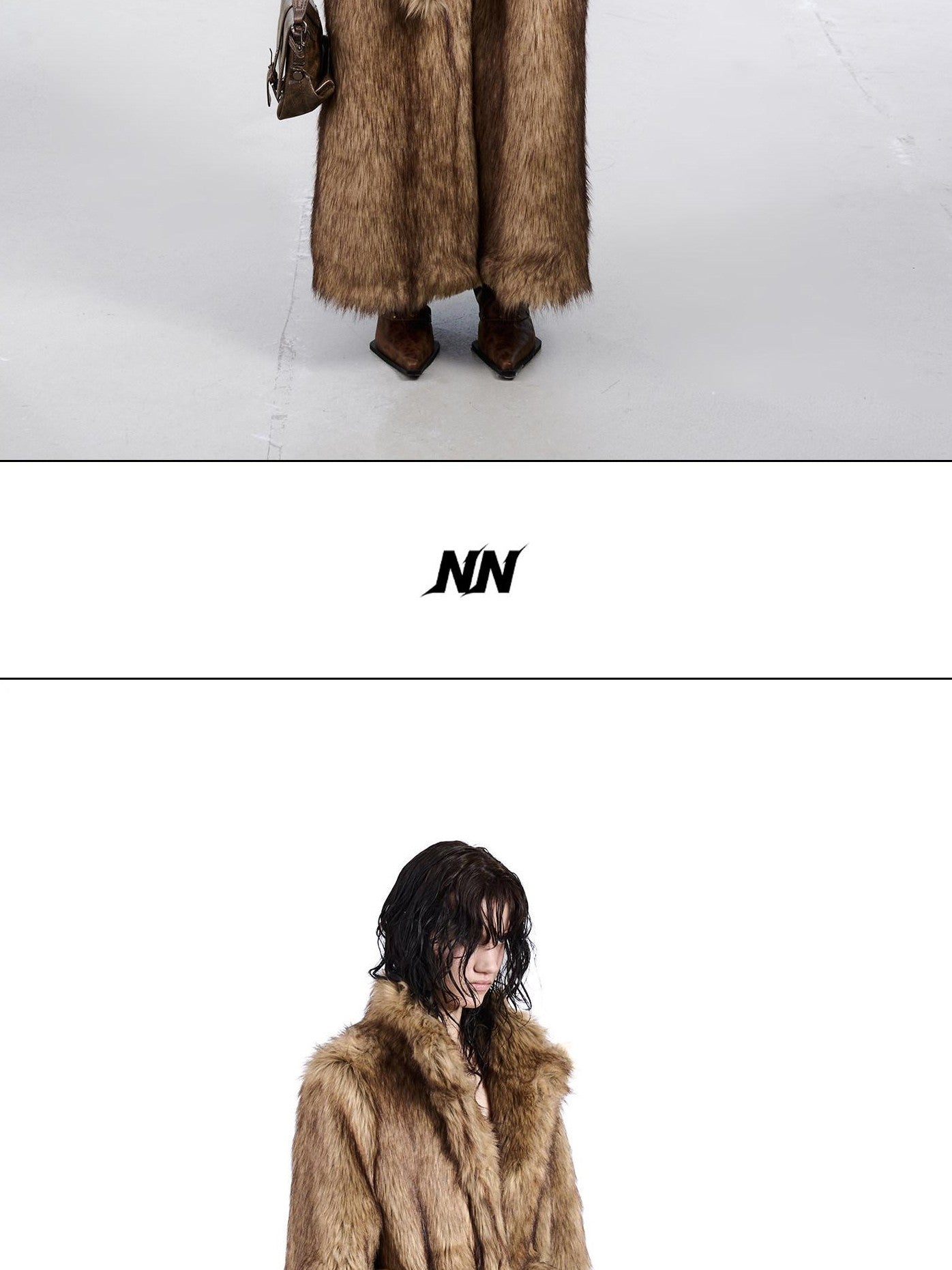 NORTH NODE Thick Faux Fur Stand Collar Oversized Pajama Style Women&